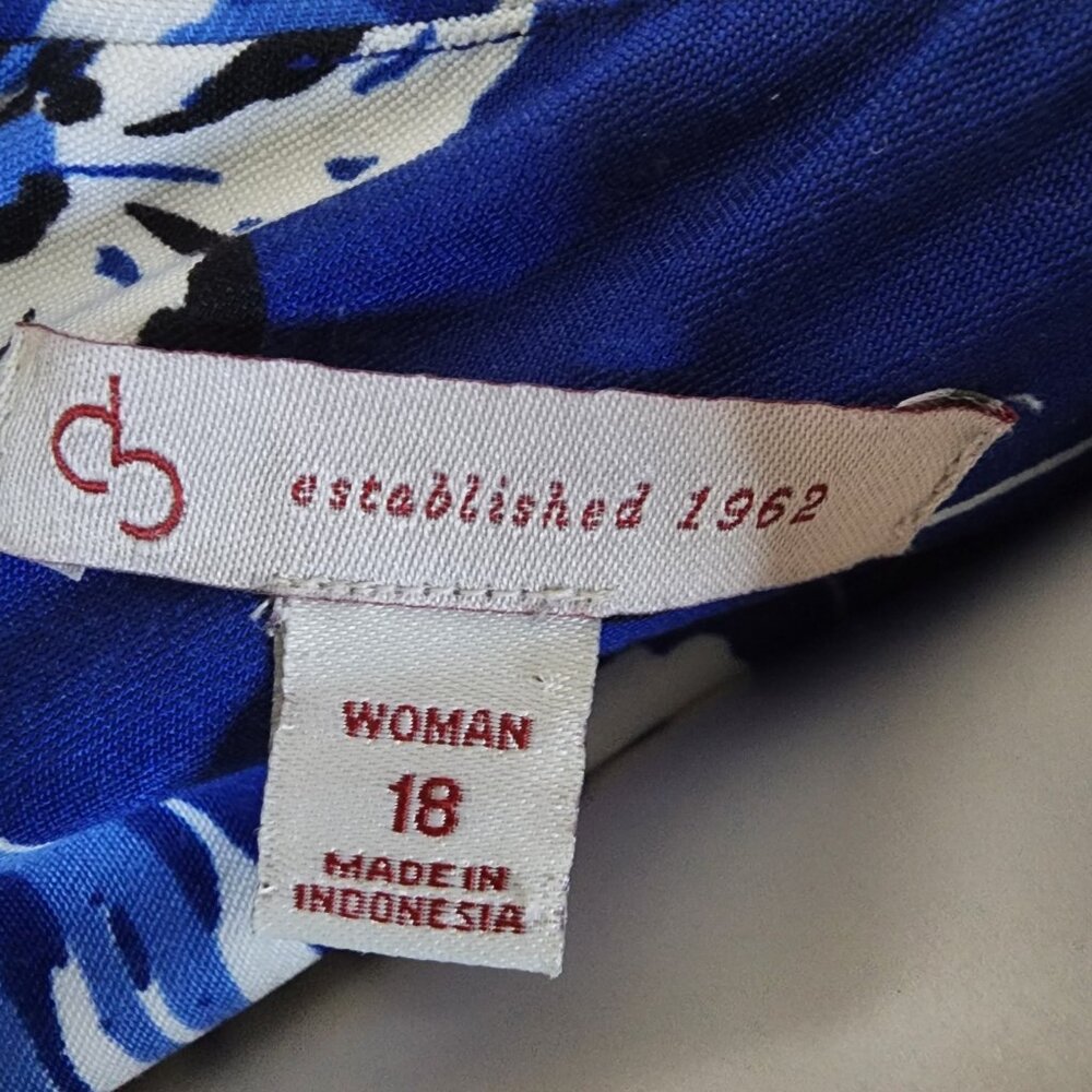 Dressbarn DB Established 1962 Womens Plus Size 18 Blue White Floral Sleeveless - Picture 6 of 9
